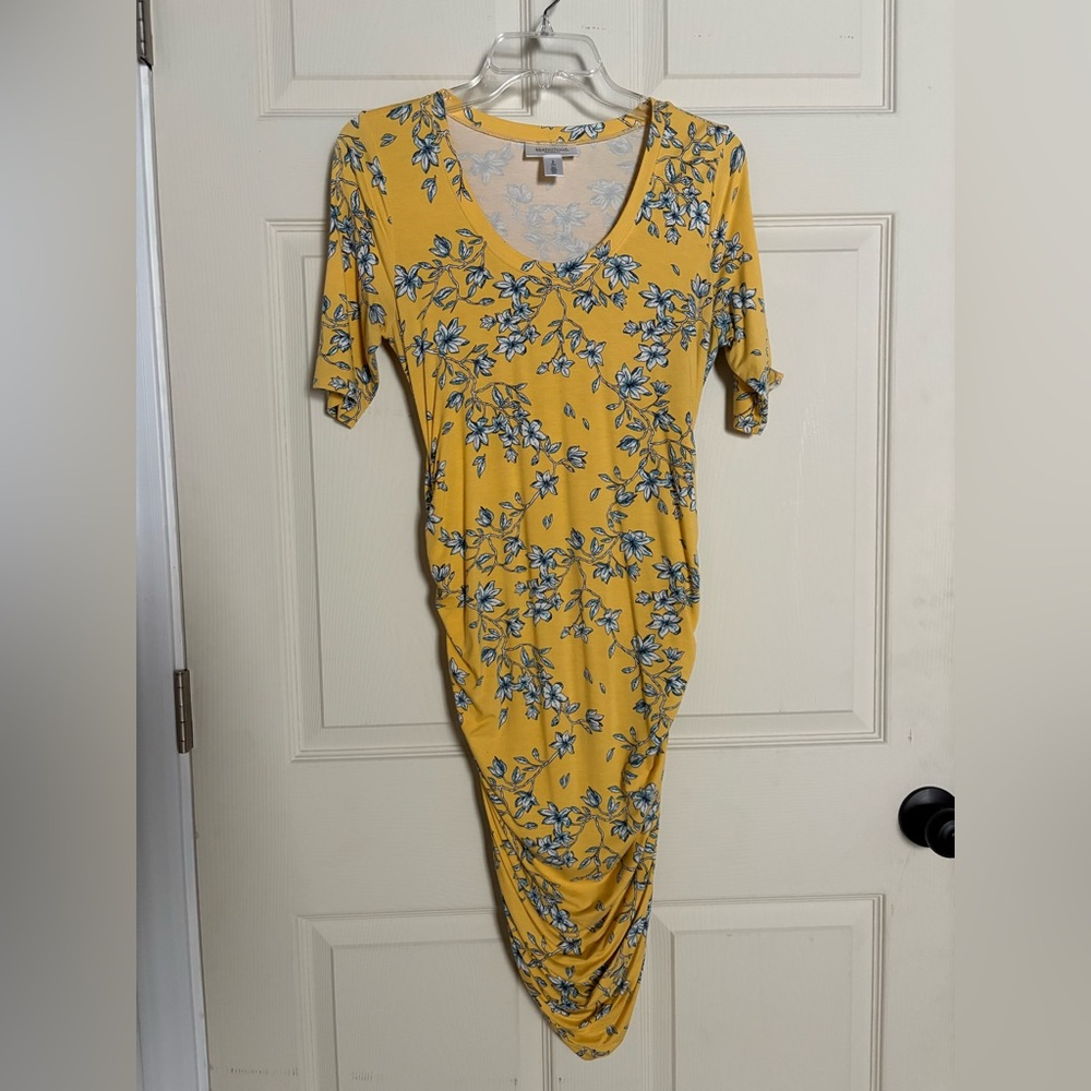 Motherhood Maternity Yellow Floral Bodycon Midi Dress